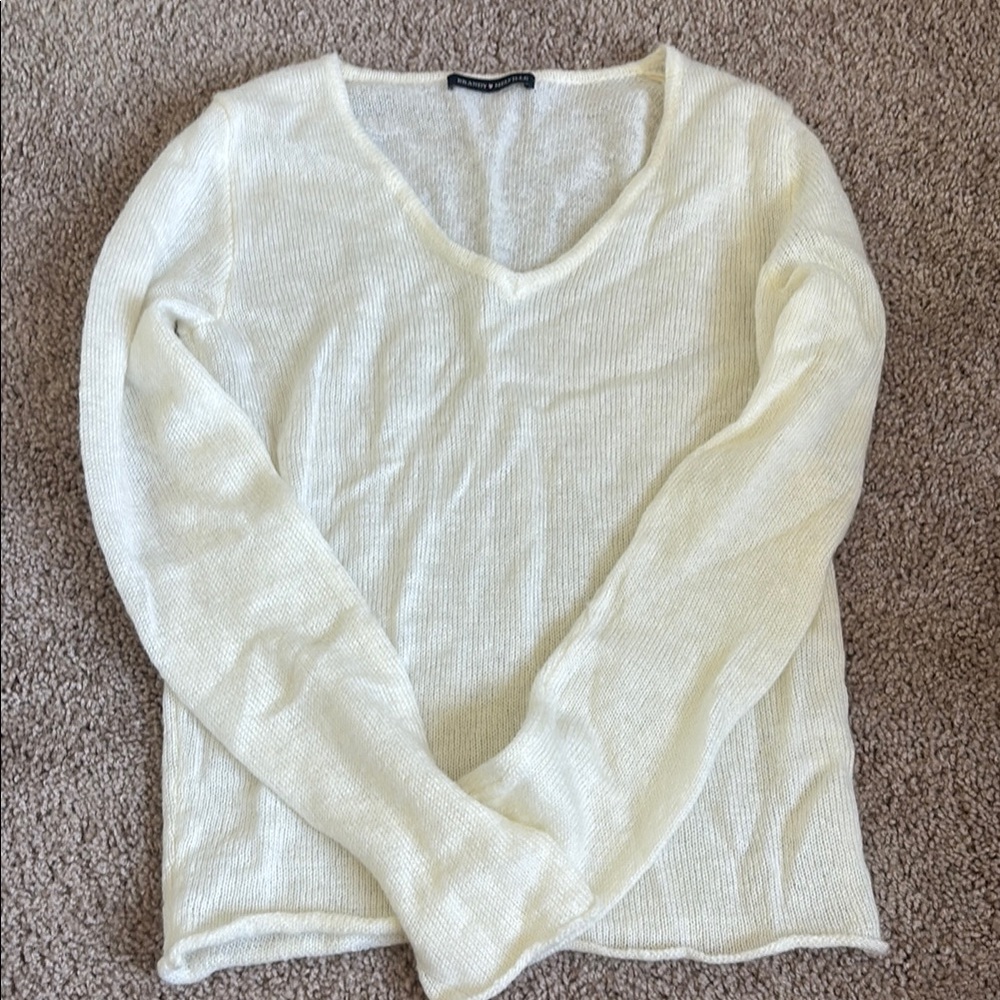 Brandy Melville Cream V-Neck Sweater